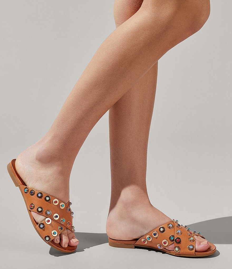 Carvela Koncern Leather Colorful Studded Detail Sandals