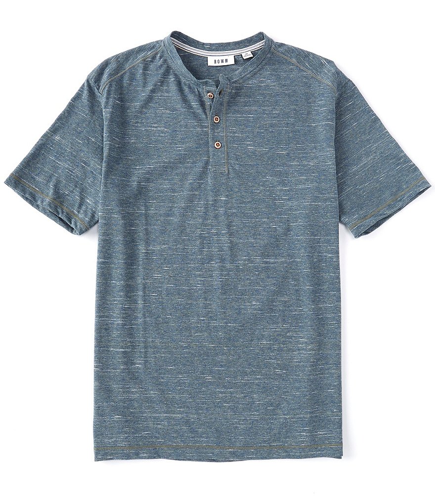 Rowm Short-Sleeve Striated Henley Shirt