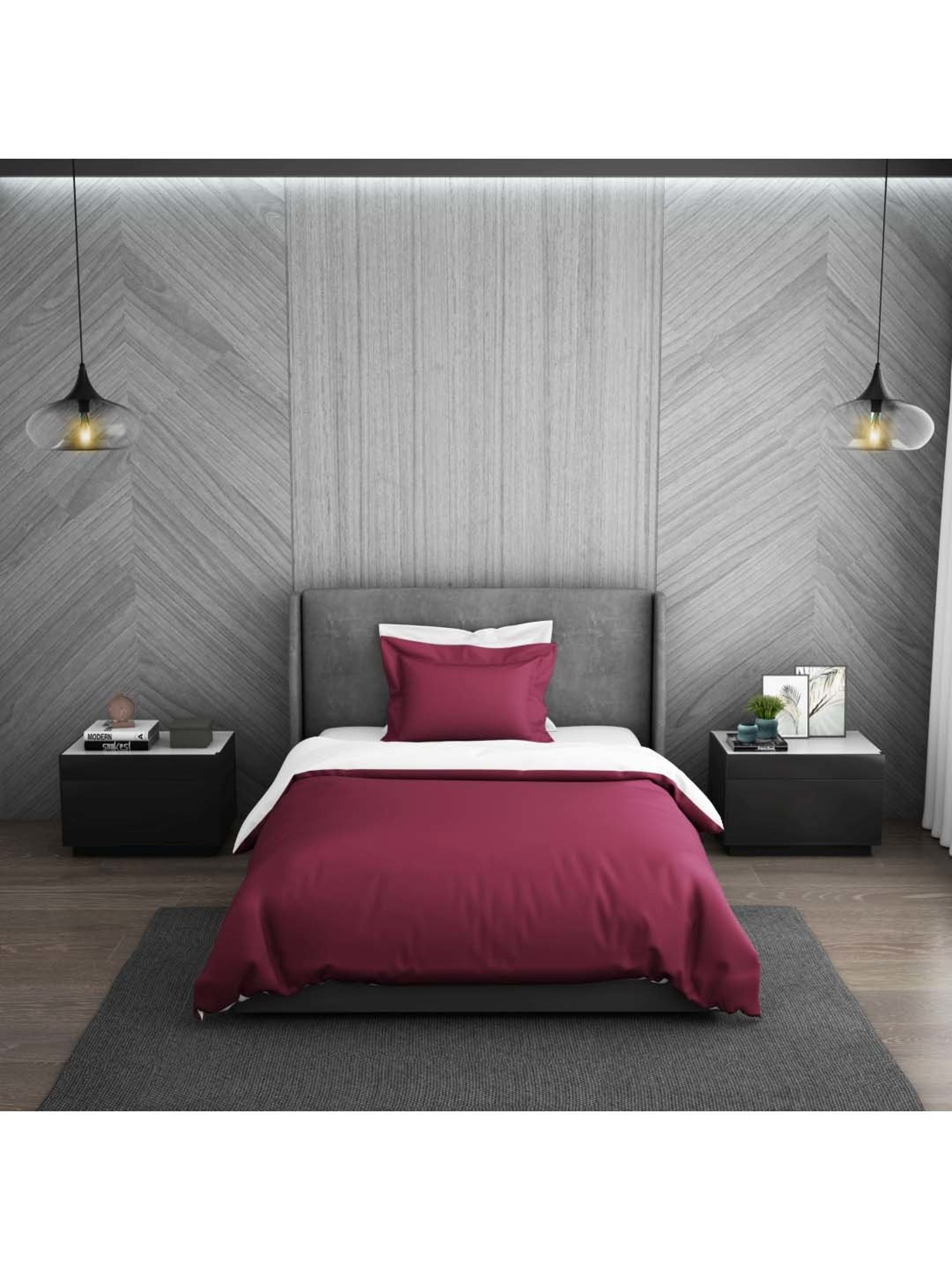 Spaces Hygro Maroon Cotton 300 TC Single Duvet Cover