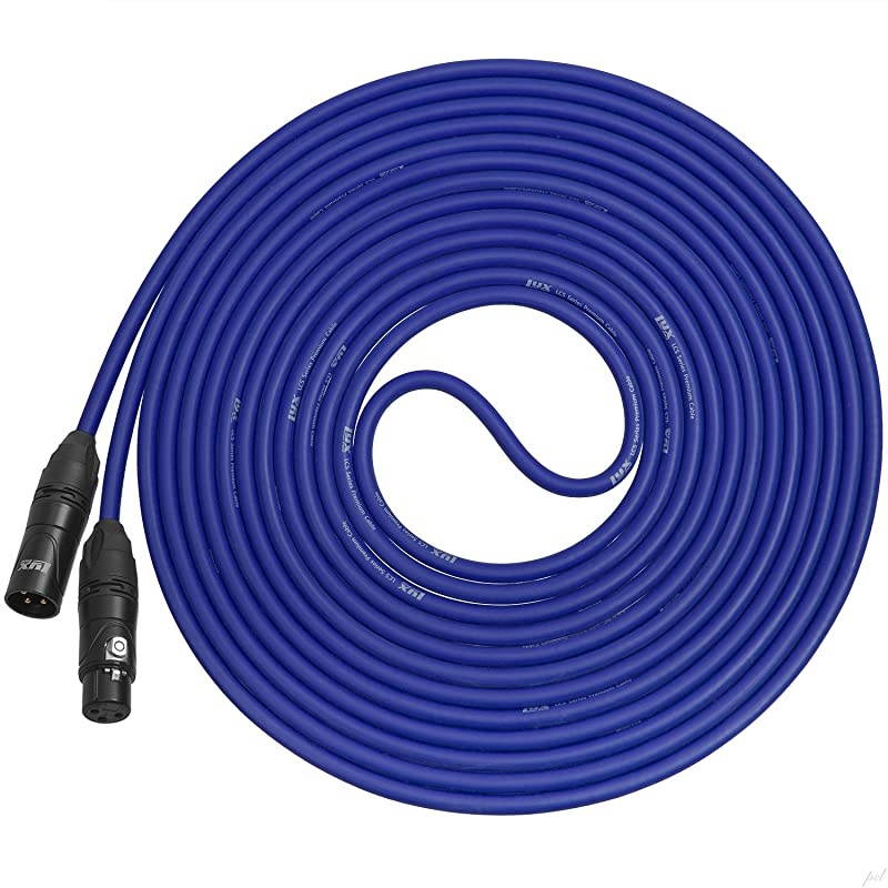 20 Feet XLR Microphone Cable Balanced Male to Female 3 Pin Mic Cord for Powered Speakers Audio Interface Professional Pro Audio Performance and Recording Devices - Blue