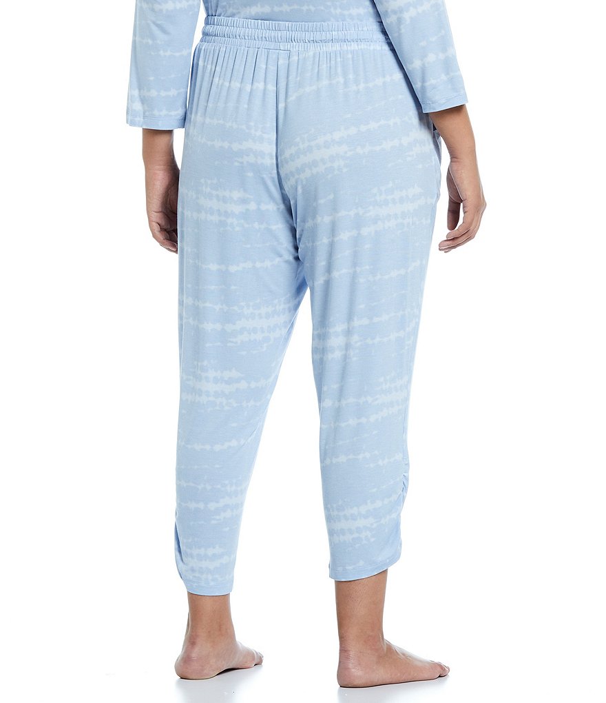VAN WINKLE & CO. Plus Size Tie-Dye Print Ankle Length Jersey Knit Coordinating Sleep Pants