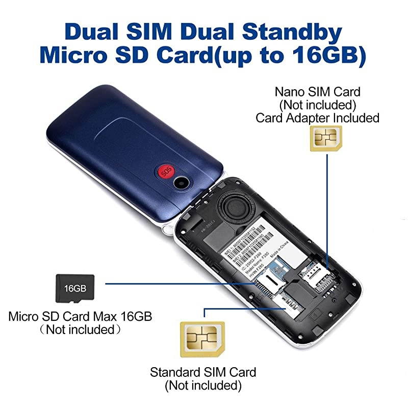 3G Senior Flip Phone Unlocked with SOS Big Button T Mobile Flip Phone Dual Card 2.8 Inch Screen GSM Flip Phone Large Button Large Volume Basic Cell Phones with Charging Dock(Blue)