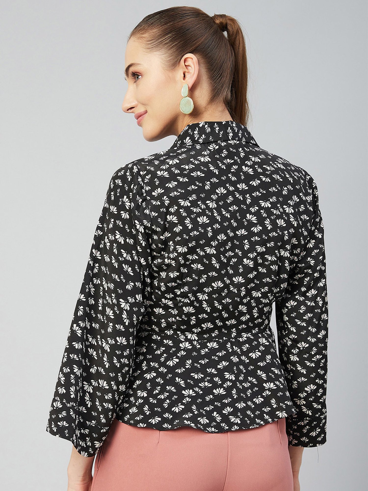 Rare Black Floral Print Top