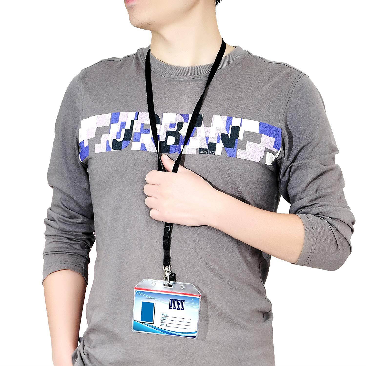 Wisdompro 10 Pack 22" Premium Polyester Neck Lanyard with J-Hook & Detachable Buckle For Cell Phones, iPods, USB, Keys and ID Name Tag Badge Holders - Black