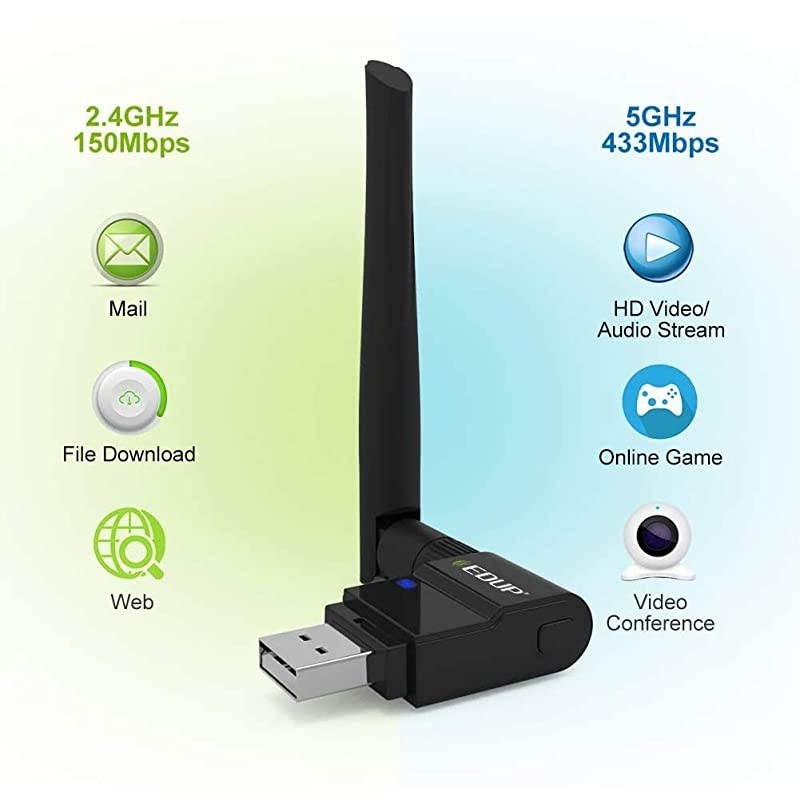 USB WiFi Adapter Dual Band Wireless Network Adapter 80211 AC 24G5G USB WiFi Dongle with Extender Antenna Compatible with Windows XPVista 78110 Mac OS X 1071015