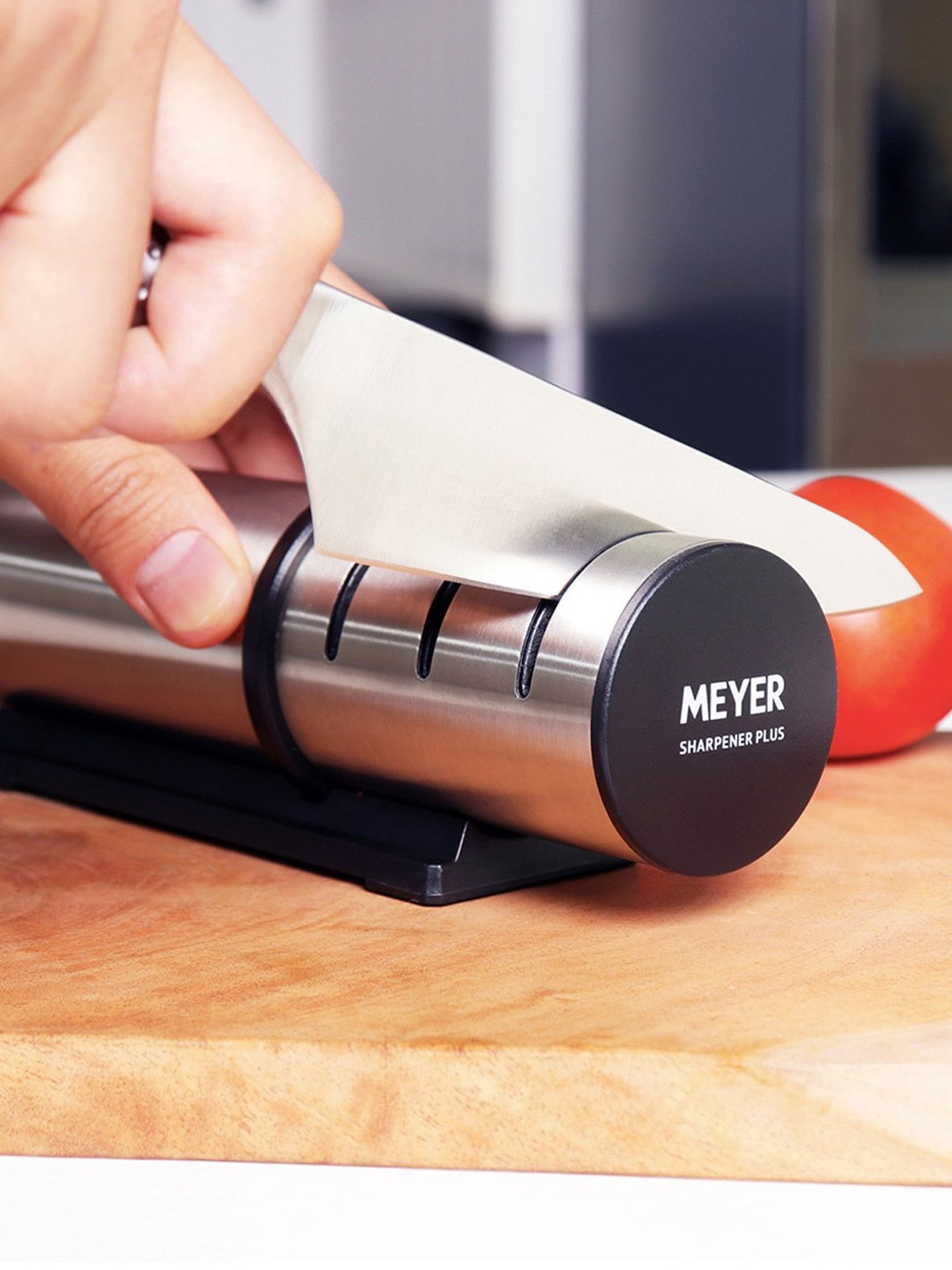 Meyer Stainless Steel Knife Sharpener 3 Stage Sharpening Tool for Kitchen