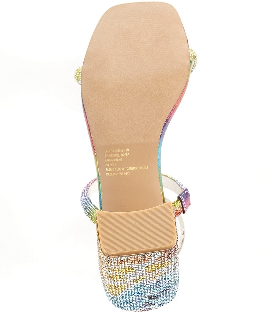 Betsey Johnson Lanee Rainbow Rhinestone Banded Sandals
