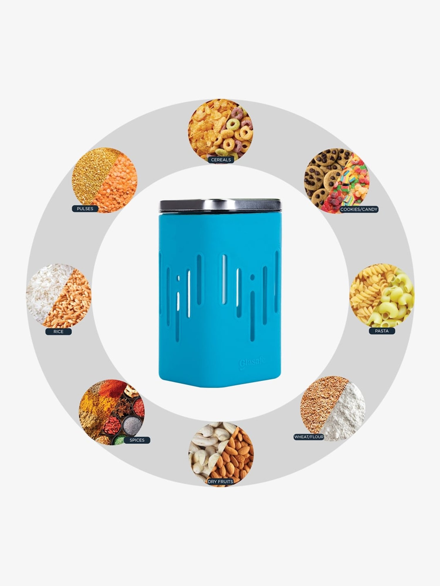 Glasafe 'O' Grip Multicolor Borosilicate Containers - Set of 3 (250ml)