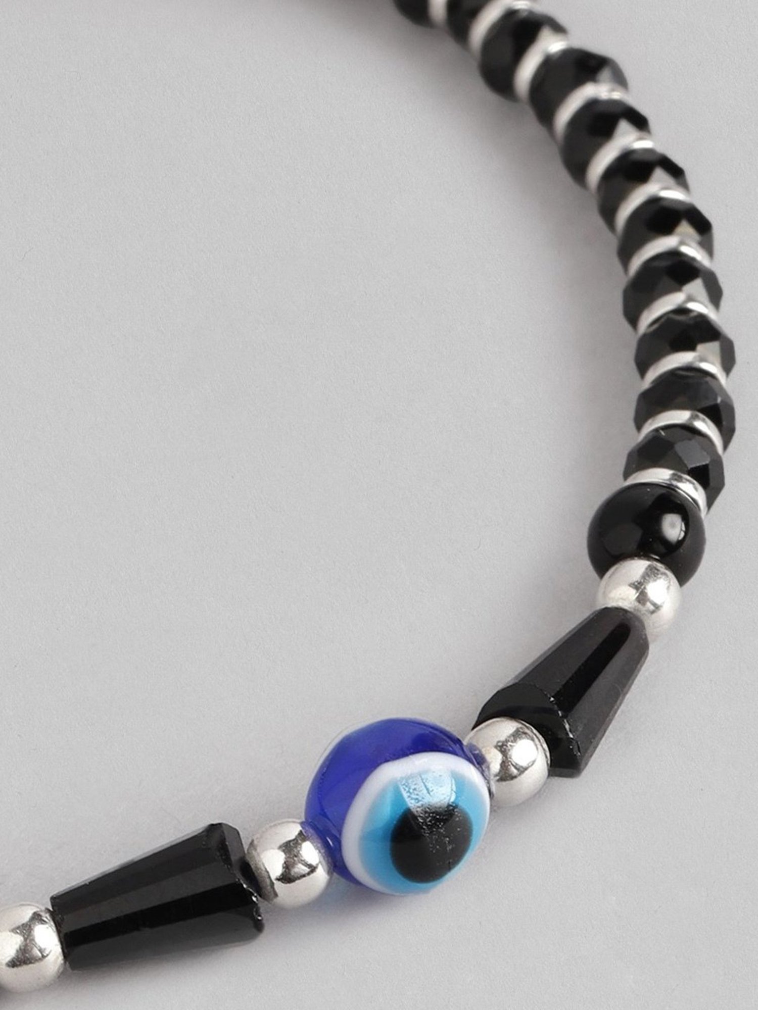 Zavya 92.5 Sterling Silver Evil Eye Bracelet in Rhodium-Plating