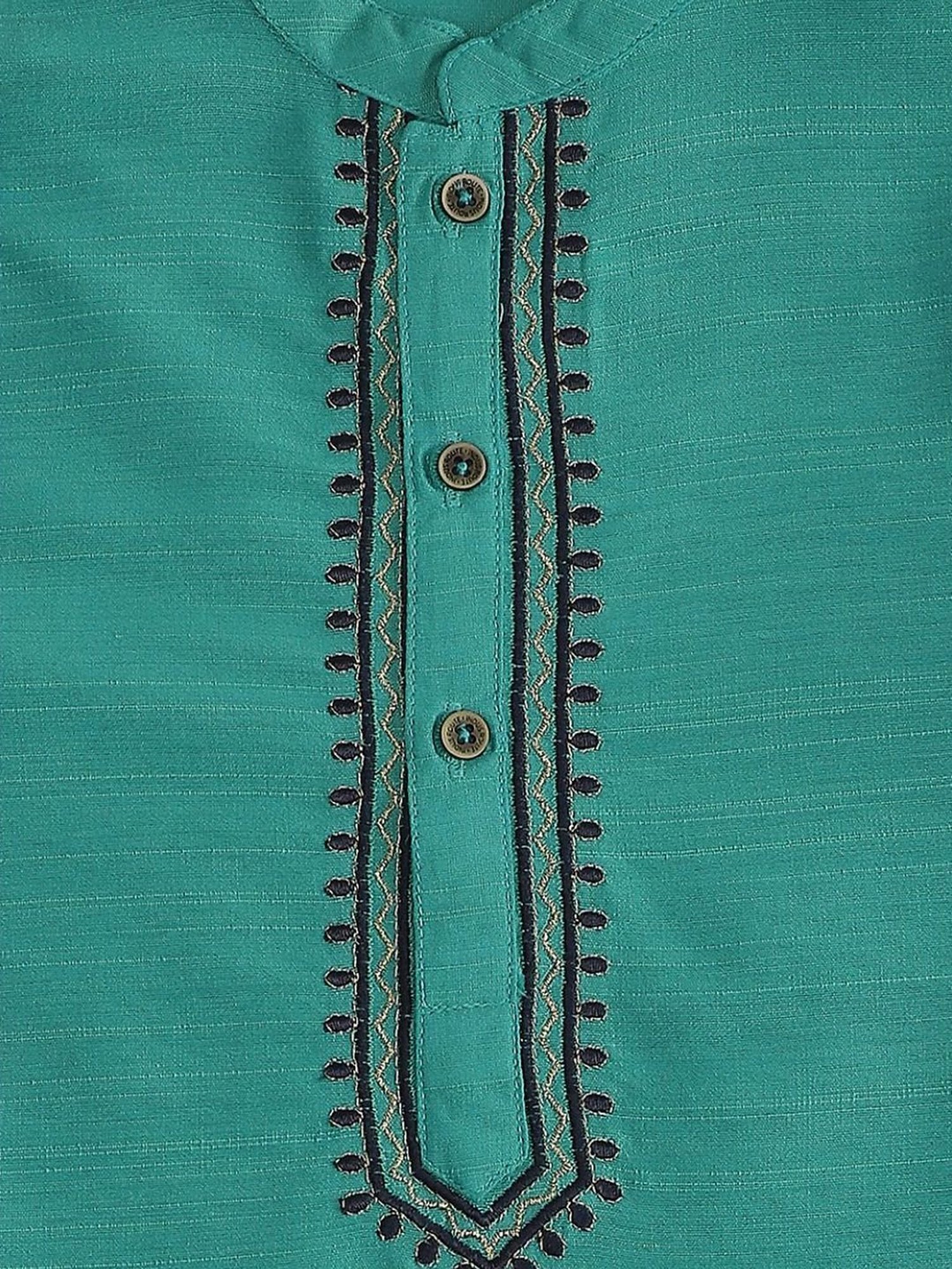 Indus Route by Pantaloons Kids Teal Blue & Grey Embroidered Full Sleeves Kurta Set