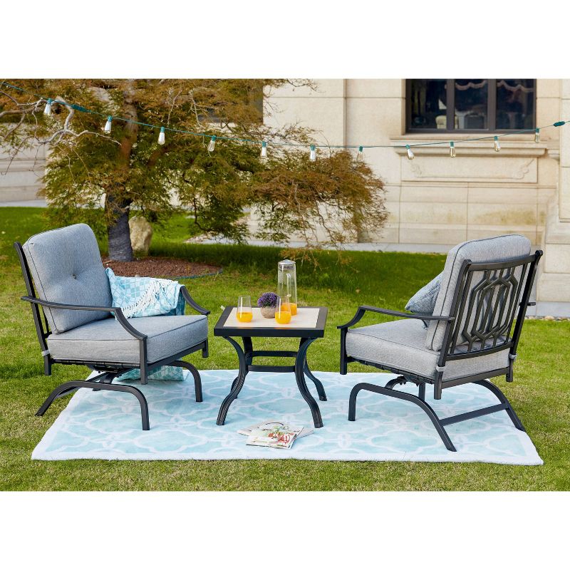 3pc Steel Patio Seating Sets Gray - Lokatse