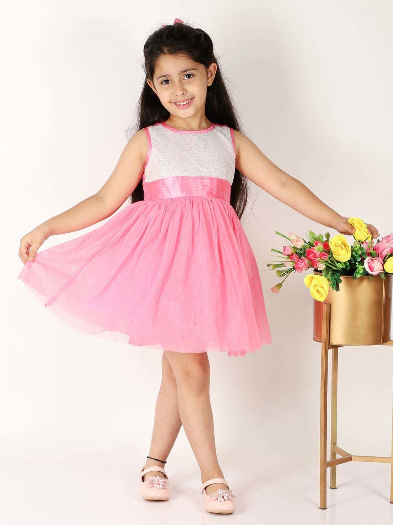 KidsDew White & Pink Embellished Dress