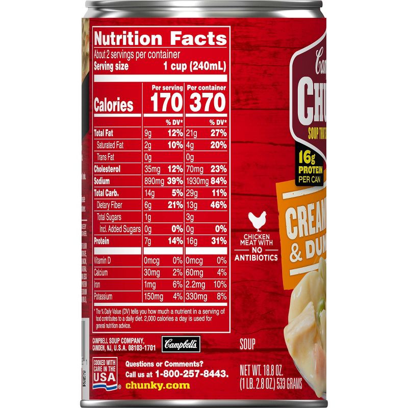 Campbell's Chunky Creamy Chicken & Dumplings Soup - 18.8oz