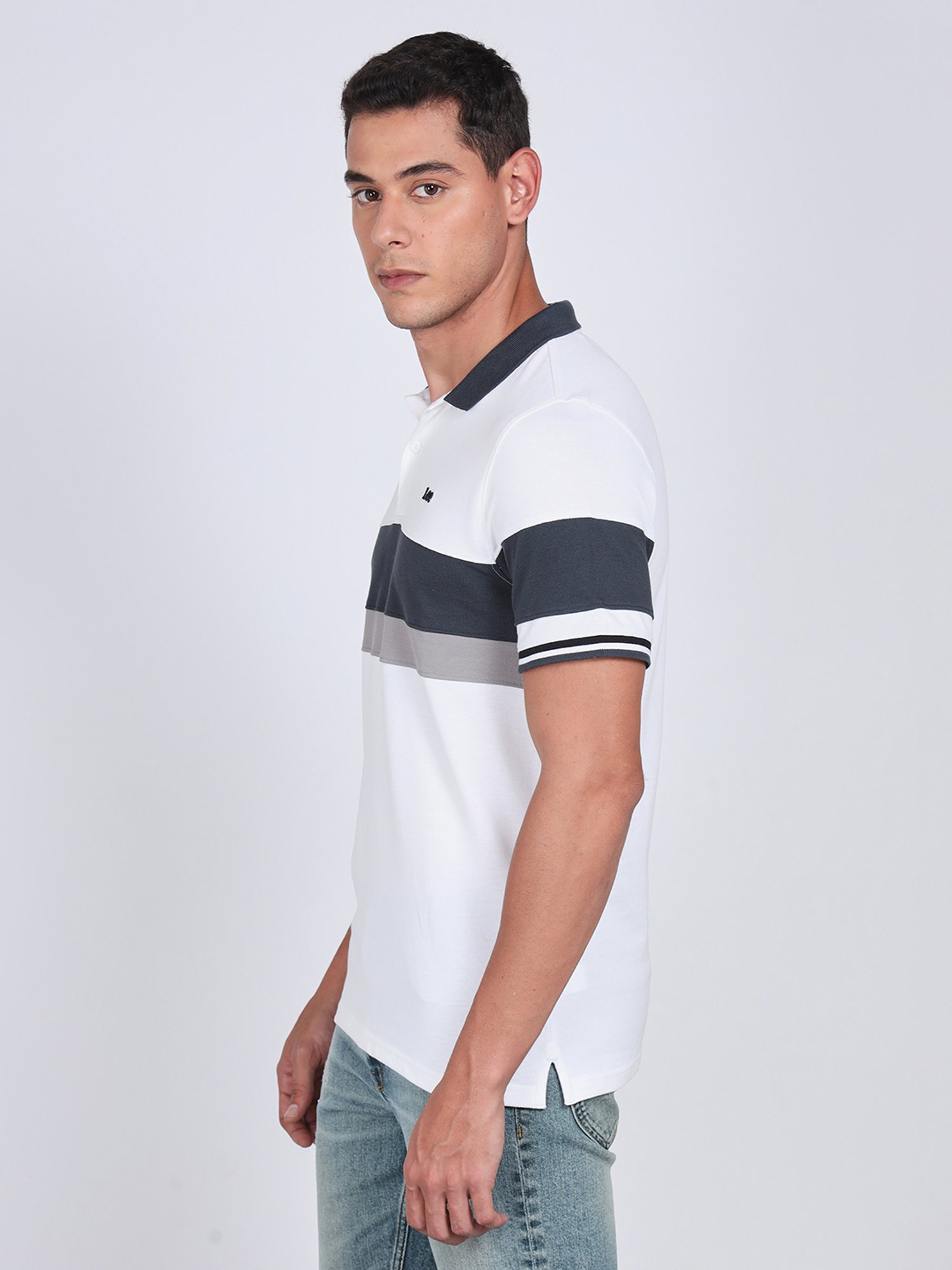 Lee White Slim Fit Cotton Polo T-Shirt