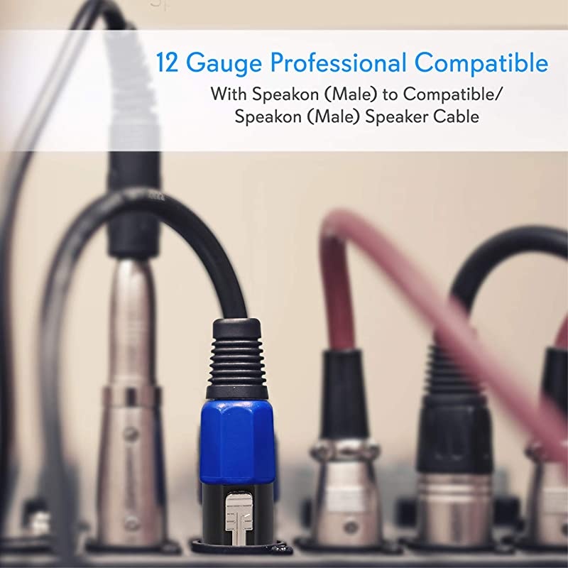 Speakon to Speakon Audio Cord 50 ft 12 Gauge Male Speakon Connector to Male Speakon Connection Black Heavy Duty Professional Speaker Cable Wire Delivers Sound  Pro PPSS50