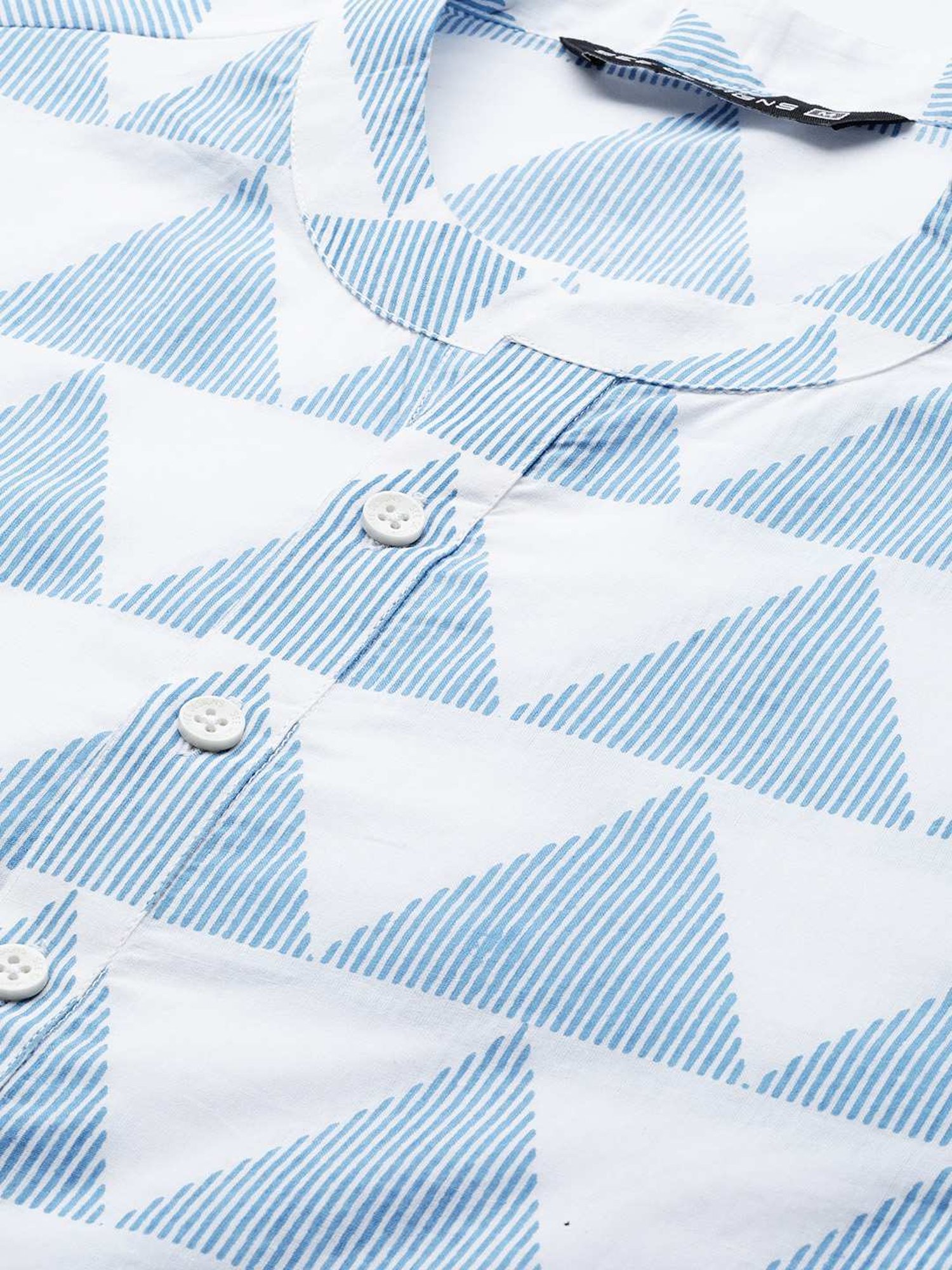 See Designs Blue & White Cotton Regular Fit Printed Kurta Bottom Set