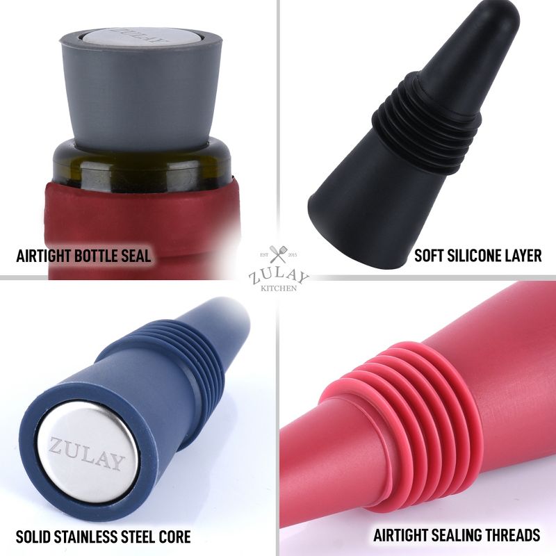 Zulay Kitchen Silicone Wine Stoppers (Set of 4) - Multicolored