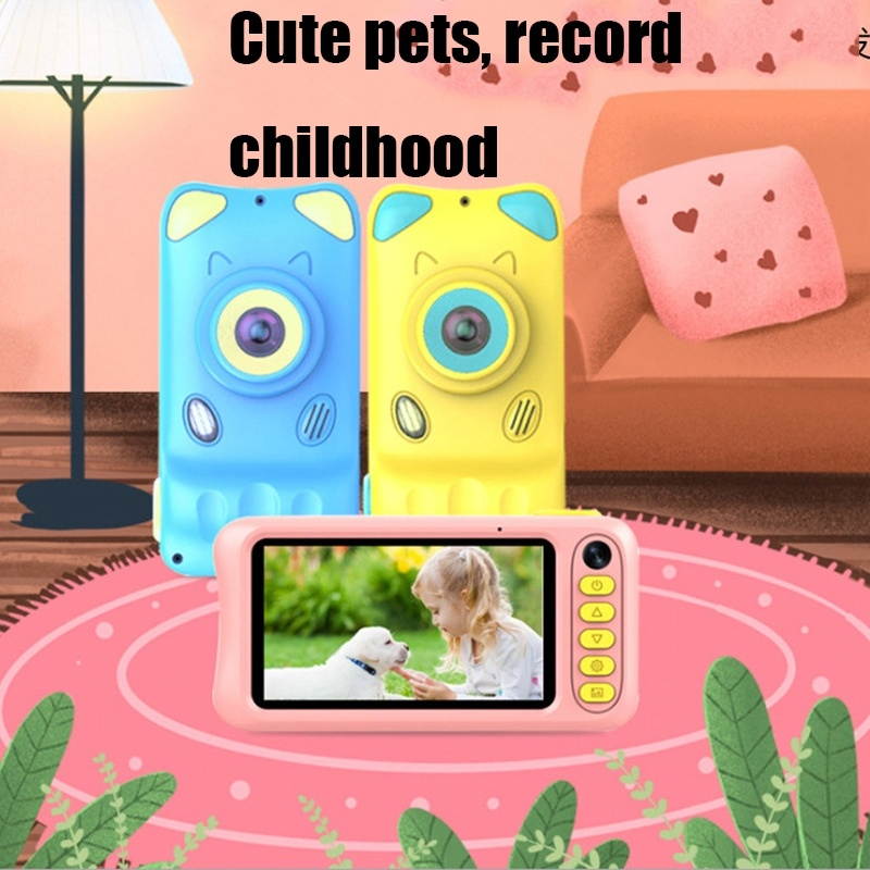 A200L 4.39 inch Cute Cartoon Style High-definition Camera Toy Front and Rear Dual-lens Camera