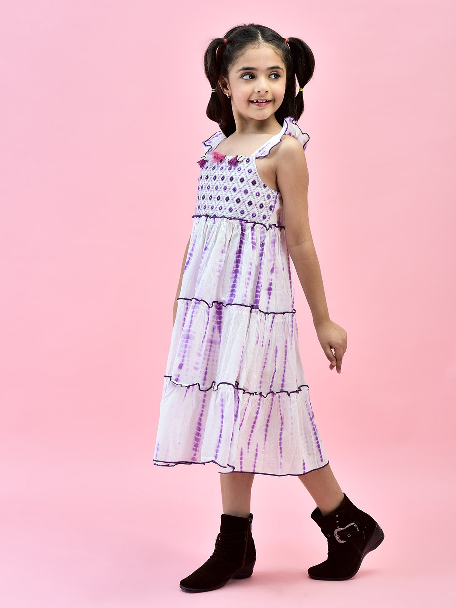 Juniper Girls White & Purple Embroidered Maxi Dress