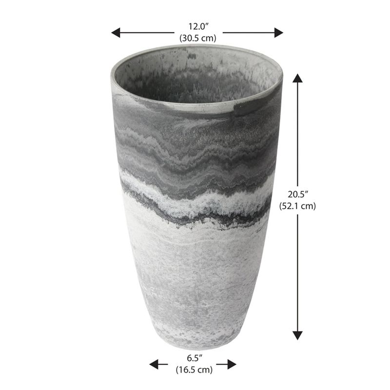 Algreen 43429 Acerra 12 Inch Diameter x 20 Inch Tall Curved Yard and Patio Vase Garden Flower Plant Planter Pot, Marble