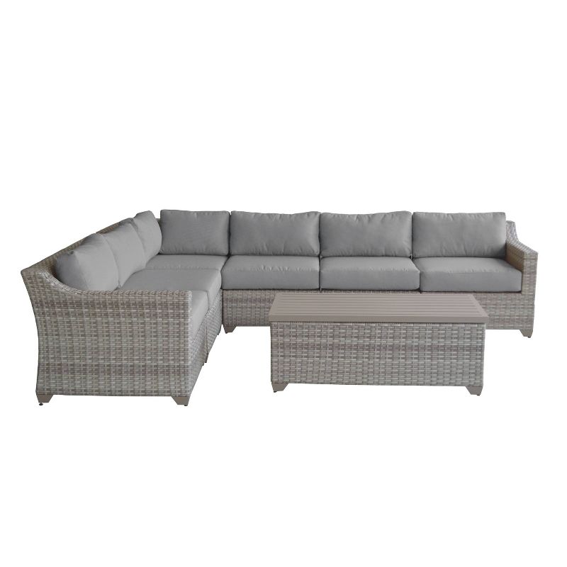 Fairmont 7pc Patio Sectional Seating Set with Cushions - Gray - TK Classics