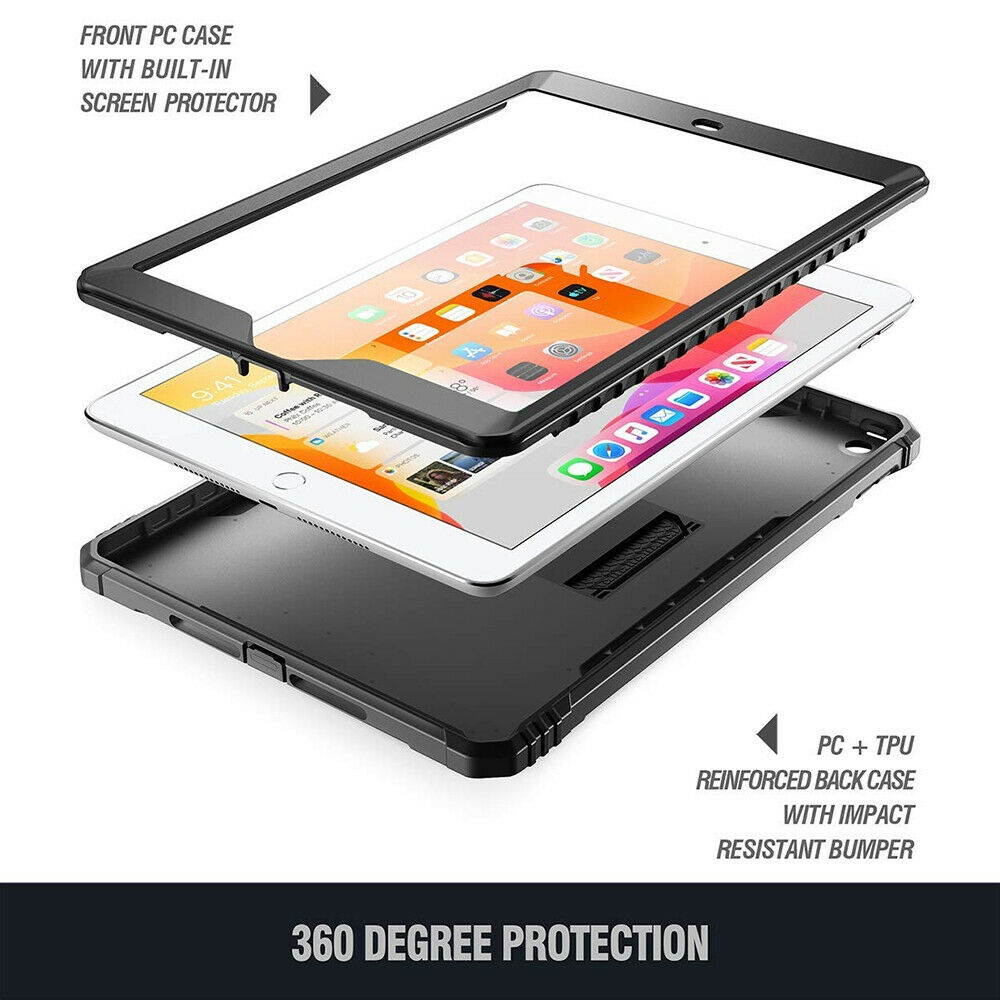 iPad 10.2-inch Tablet Case,Poetic Rugged Protective Cover w/Kick-stand Black