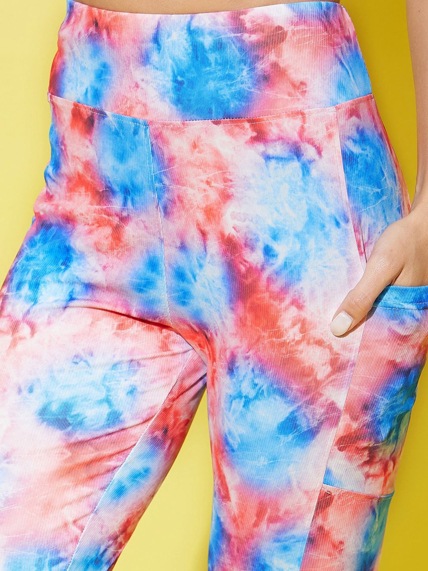 StyleStone Blue & Red Printed Top With Tights