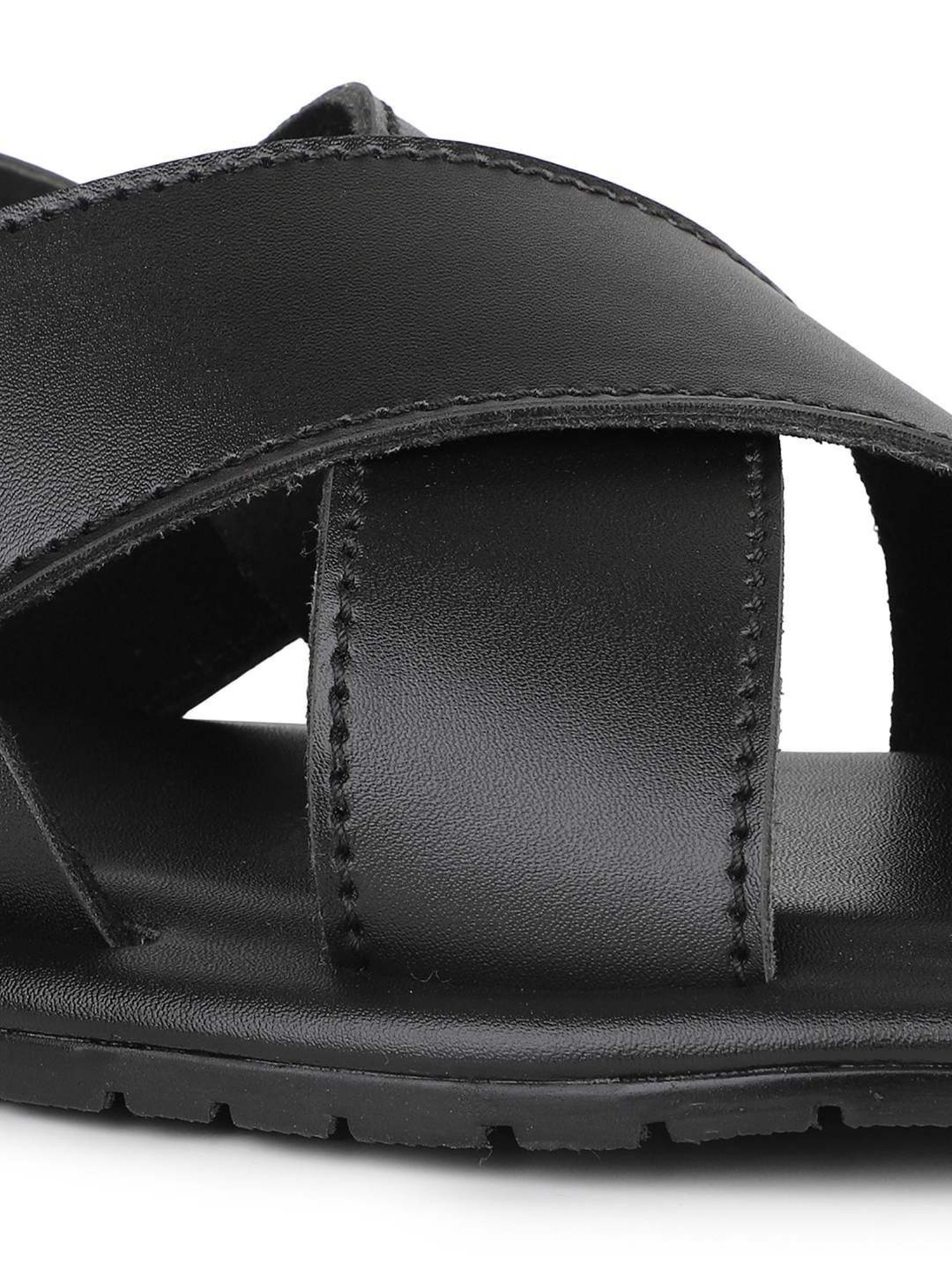 Privo by Inc.5 Men's Black Cross Strap Sandals