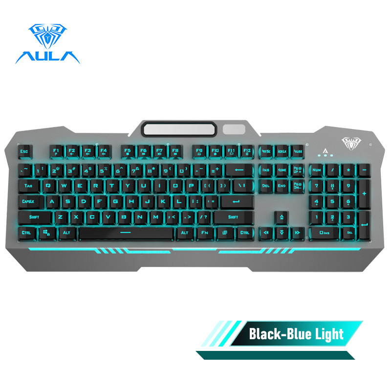 AULA F3010 Wired Gaming Keyboard 26 Keys Anti-ghosting Ergonomic Metal Panel Mix Backlit LED Gamer Keyboard for Desktop Laptop