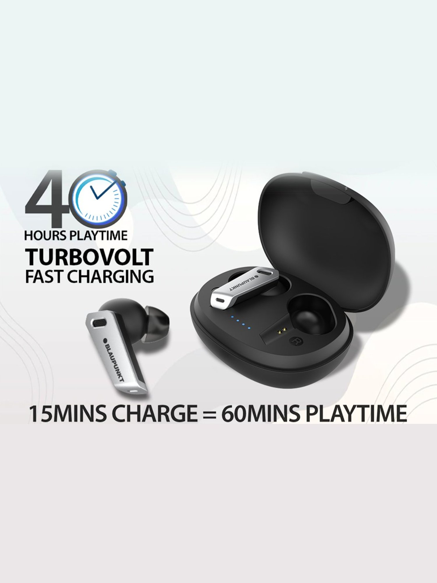 Blaupunkt BTW300 Bass Buds Bluetooth Wireless Earbuds with 40 hrs Playtime (Black)