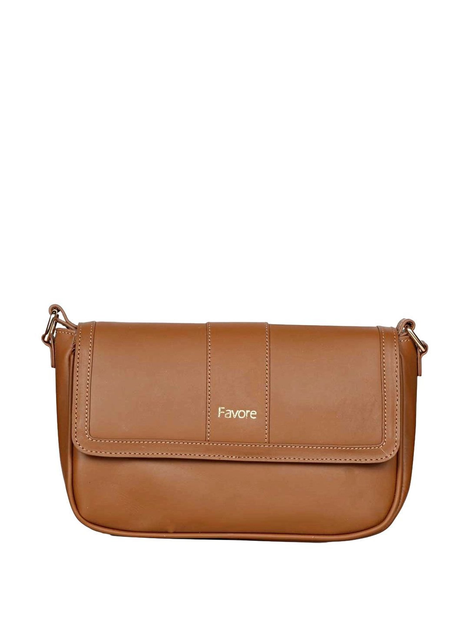 Saint G Tan Solid Medium Sling Handbag