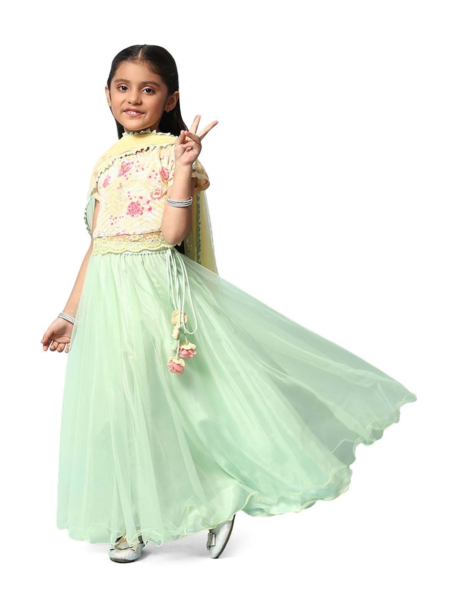 A Little Fable Kids Red & Beige Embellished Lehenga Choli