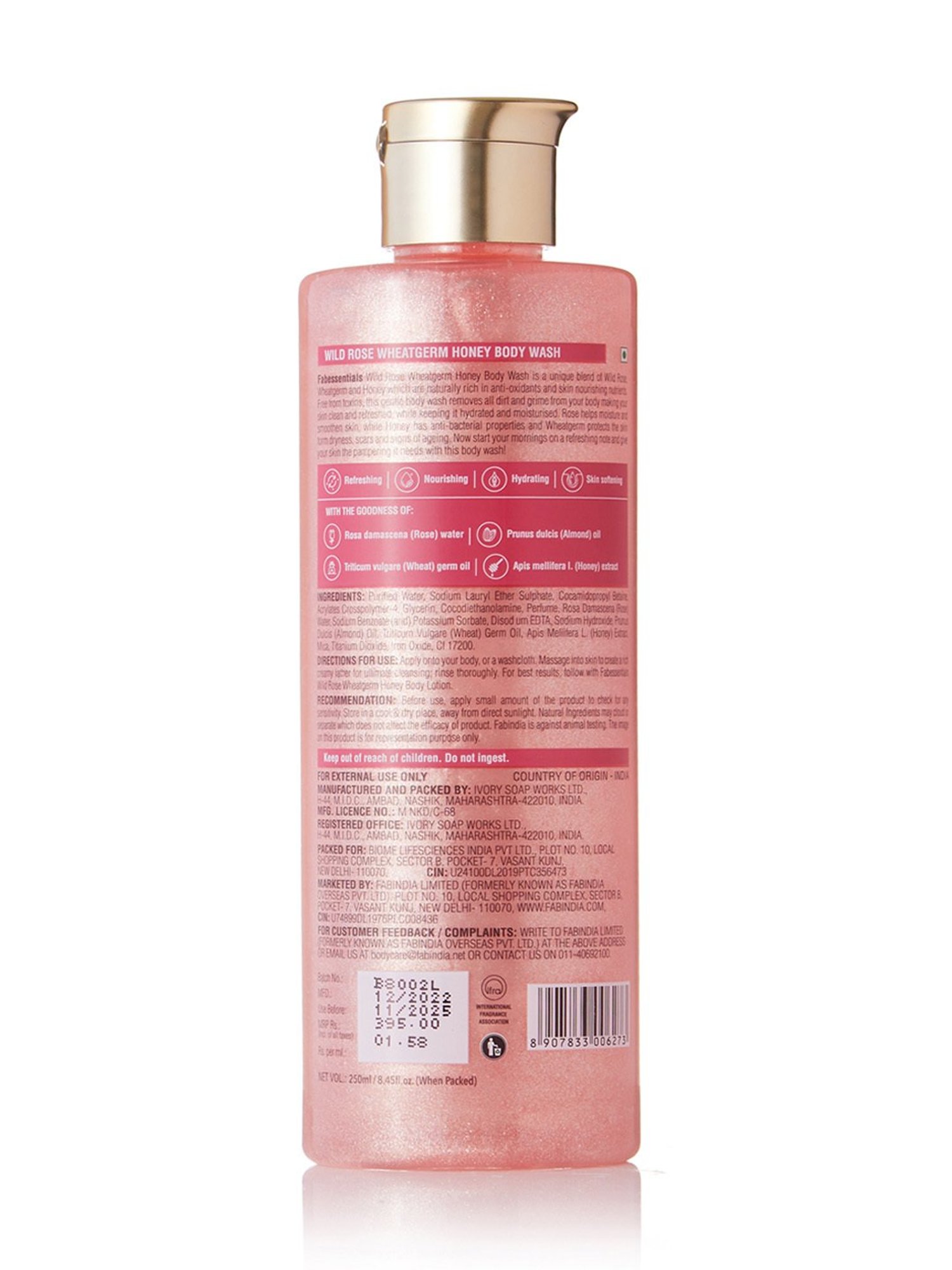 Fabessentials Wild Rose Wheatgerm Honey Body Wash - 250 ml