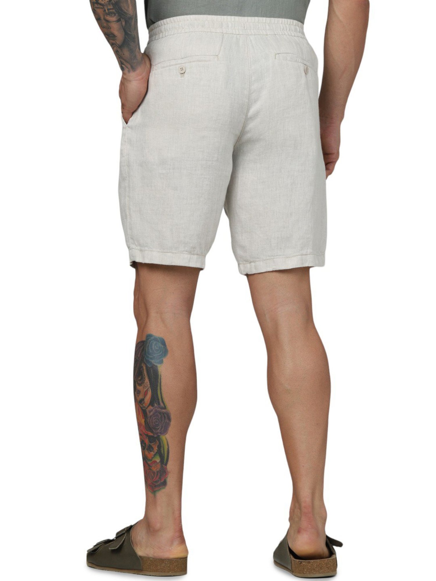 celio* Off White Regular Fit Linen Shorts