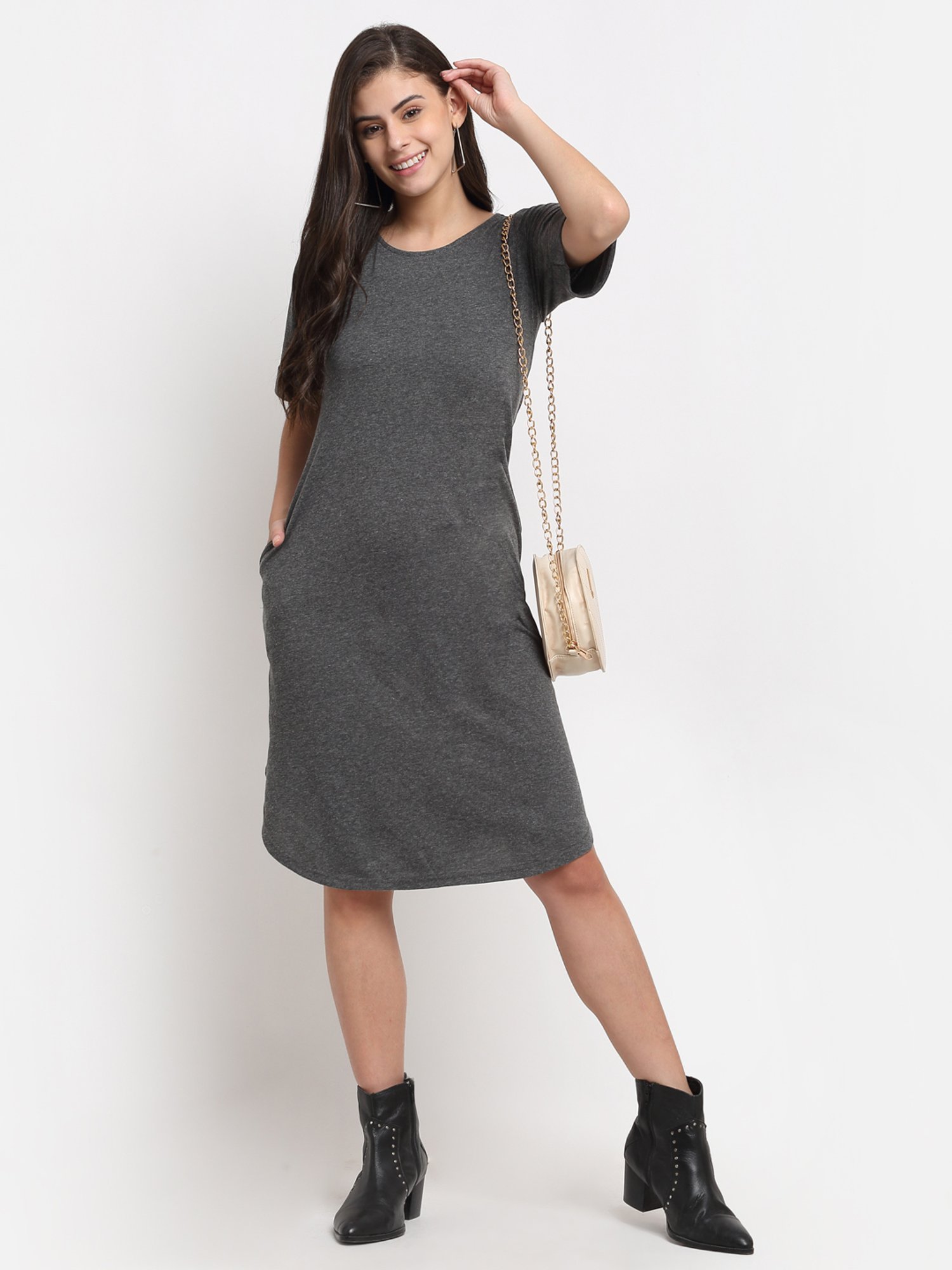 BRINNS Dark Grey Midi A Line Dress