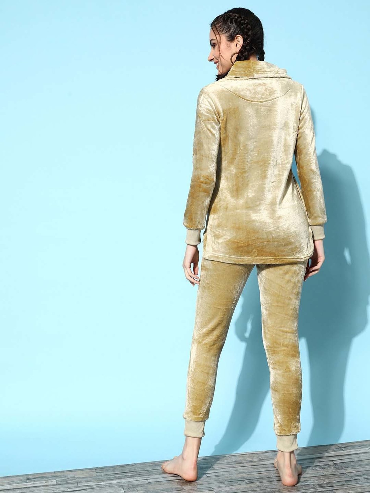 Sweet Dreams Herb Green Plain Sweatshirt Pyjamas Set