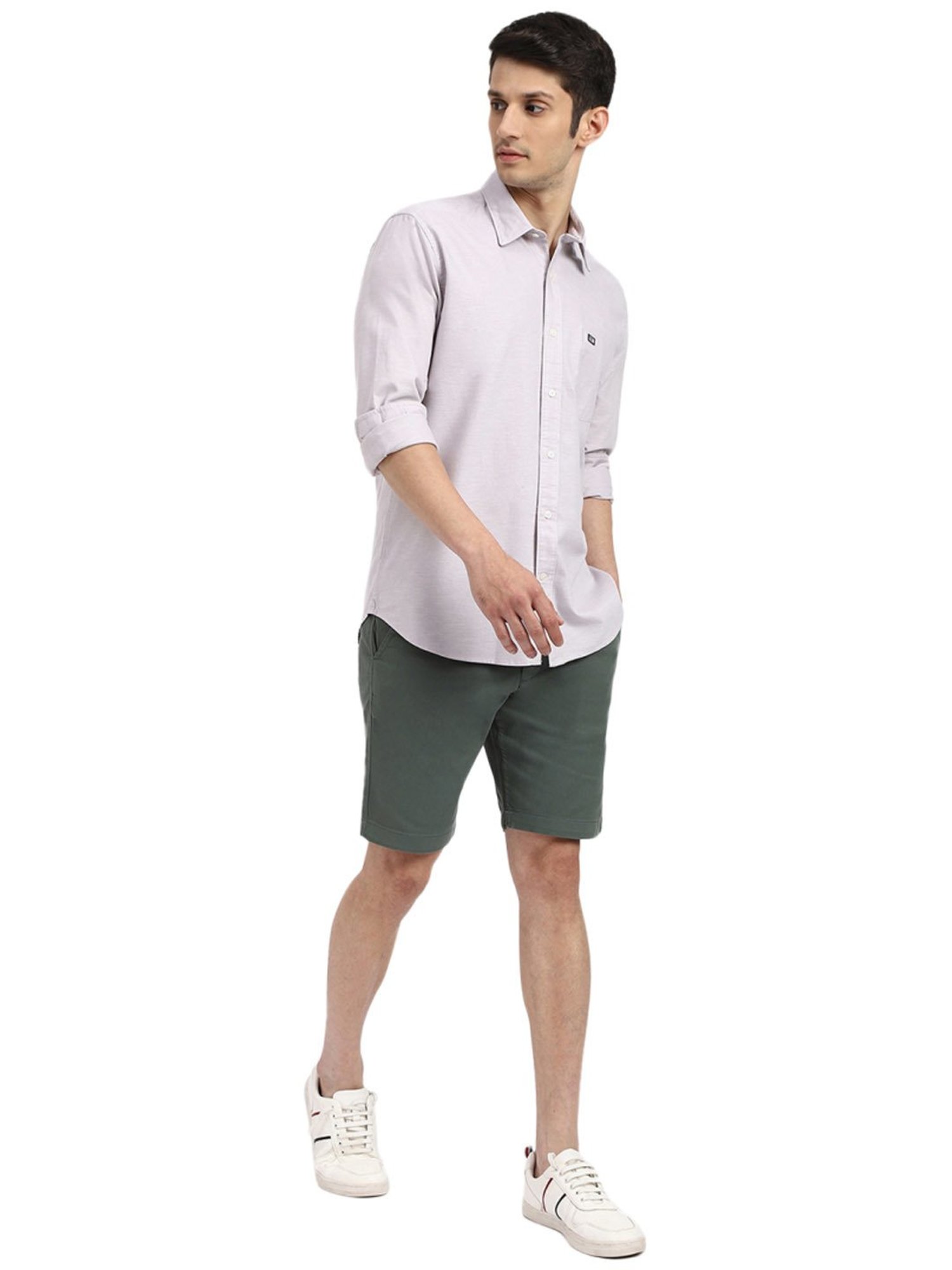 Arrow Light Grey Cotton Slim Fit Shirt