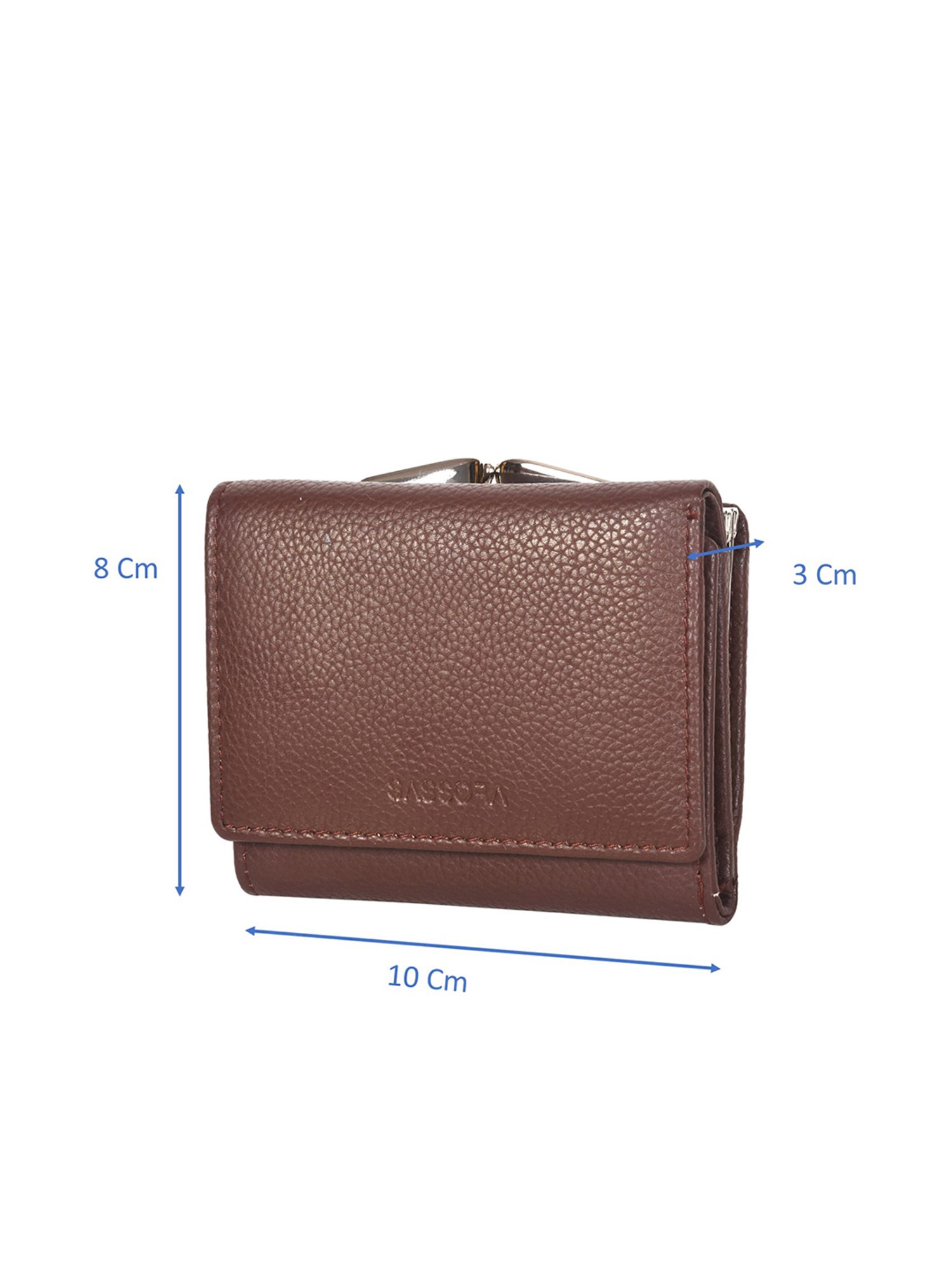 SASSORA Brown Textured Rfid Tri-Fold Wallet for Women