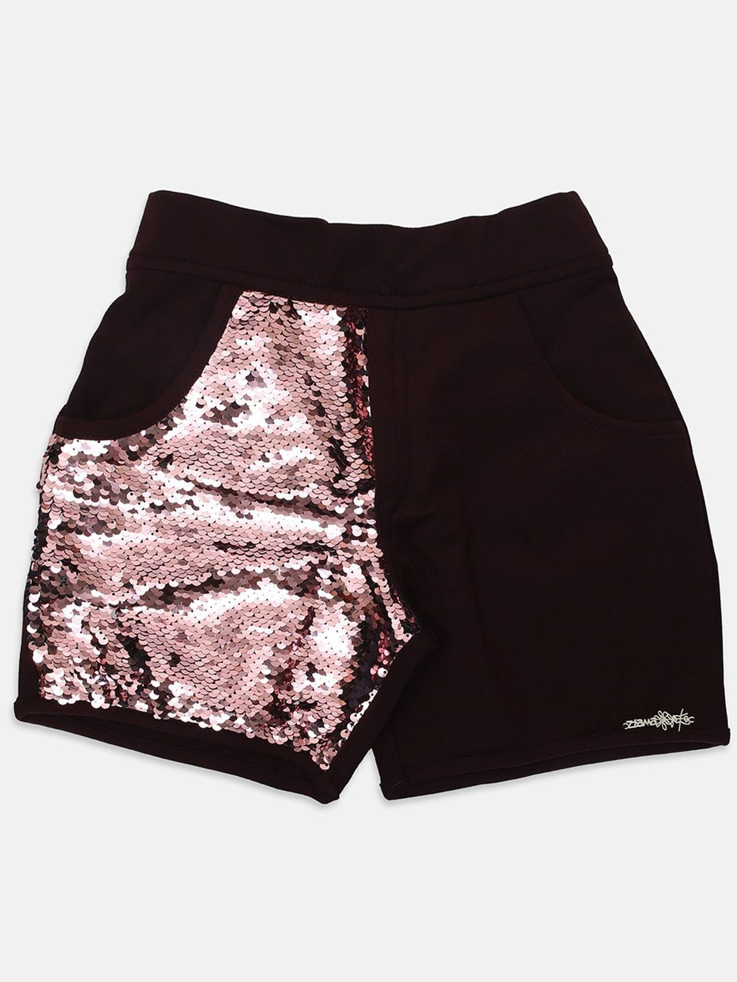 ZIAMA Kids Wine Embellished Shorts