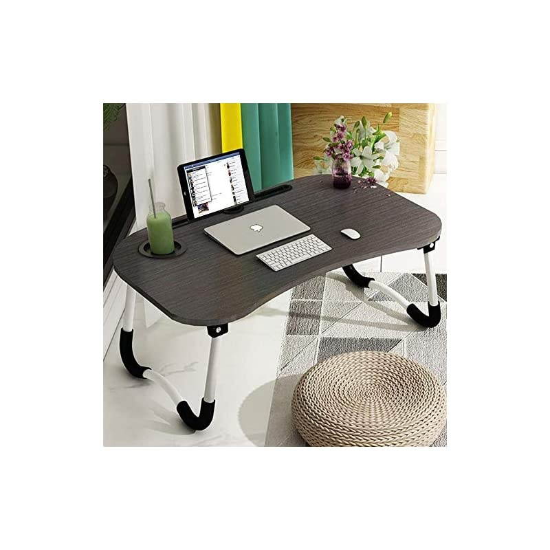 Laptop Desk,  Portable Laptop Bed Tray Table Notebook Stand Reading Holder with Foldable Legs & Cup Slot for Eating Breakfast, Reading Book, Watching Movie on Bed/Couch/Sofa (Black)