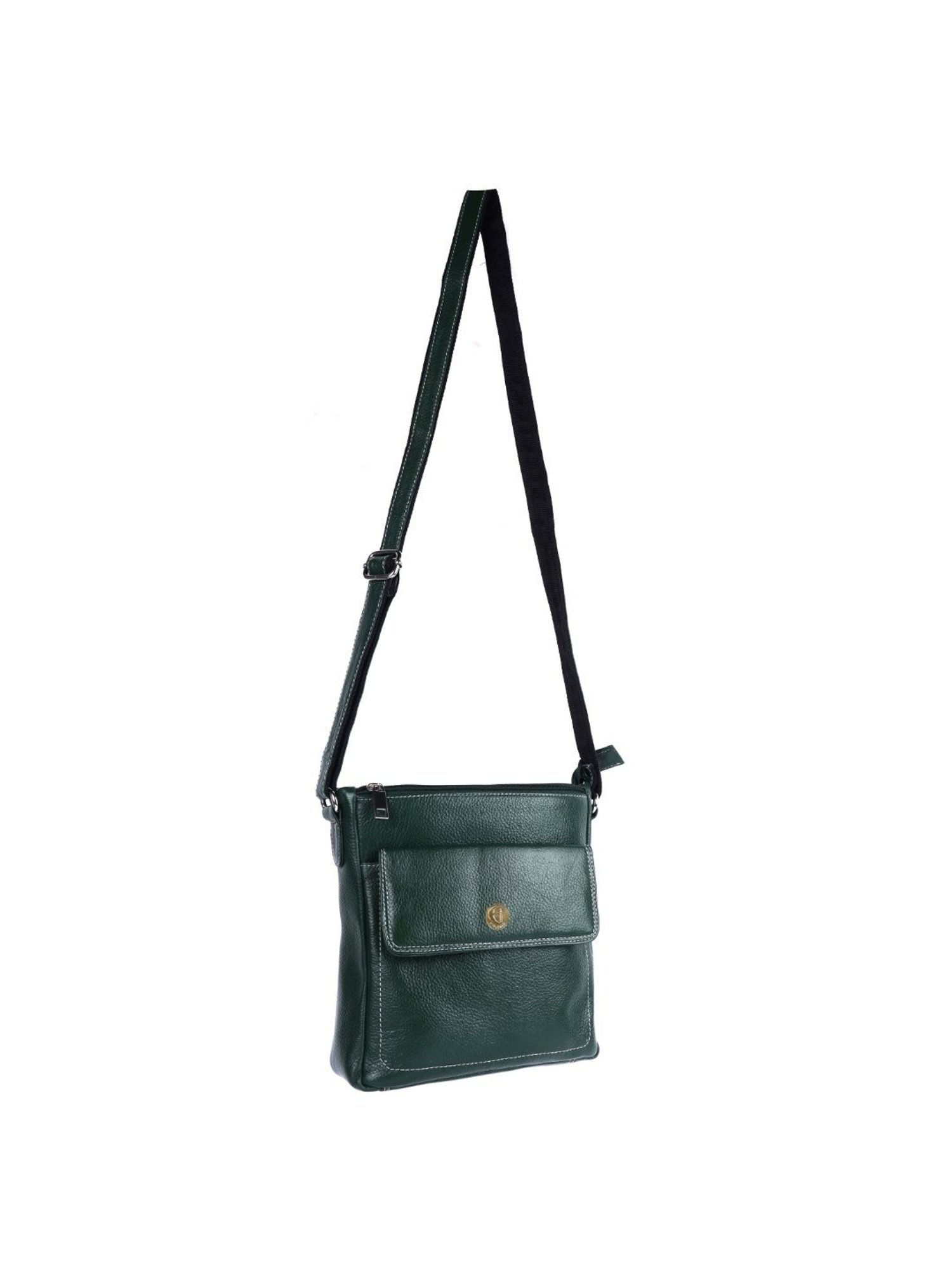 HiLEDER Green Textured Medium Leather 8 inch Cross Body Bag