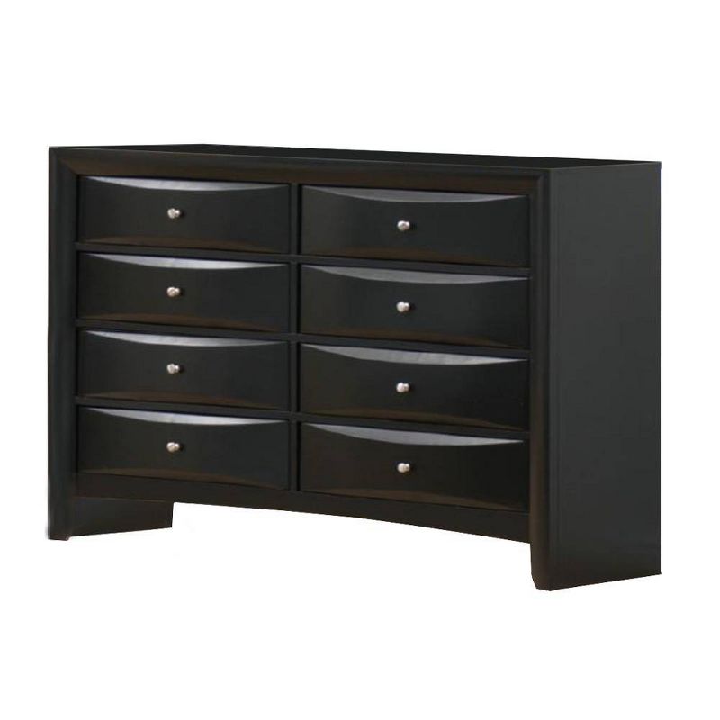 Classic Rubber Wood Dresser with 8 Drawers Black - Benzara