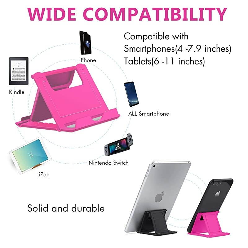 4 Pack Cell Phone Stands, Universal Foldable Tablet Stand Multi-Angle Pocket Desktop Holder Cradle Compatible with iPhone 11 Pro Xs Max X 8 7 6s Plus, All Android Smartphones Tablets (6-10")