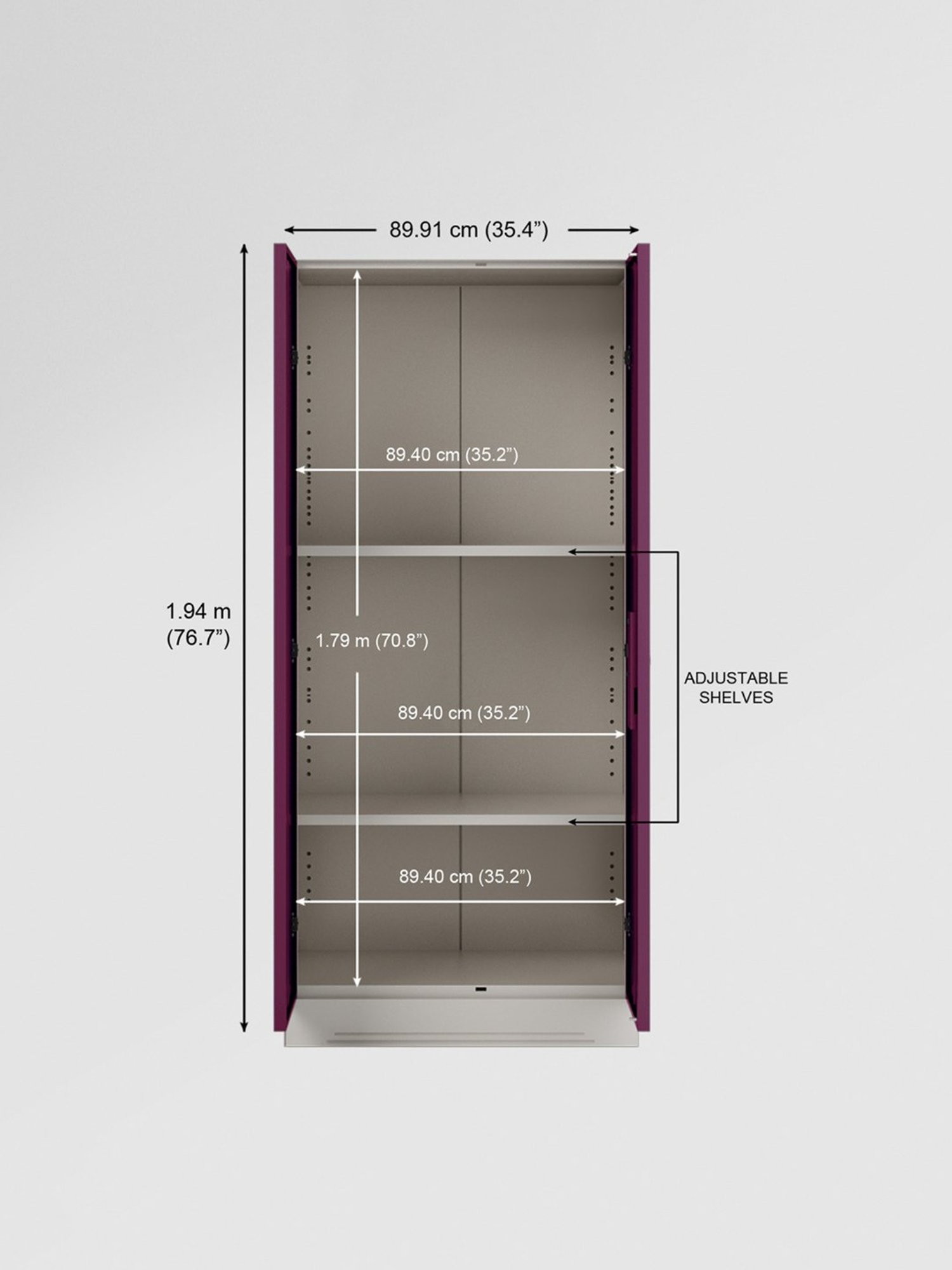Godrej Interio Slimline 2-Door Steel Almirah, Tex Purple (1-Year Warranty)