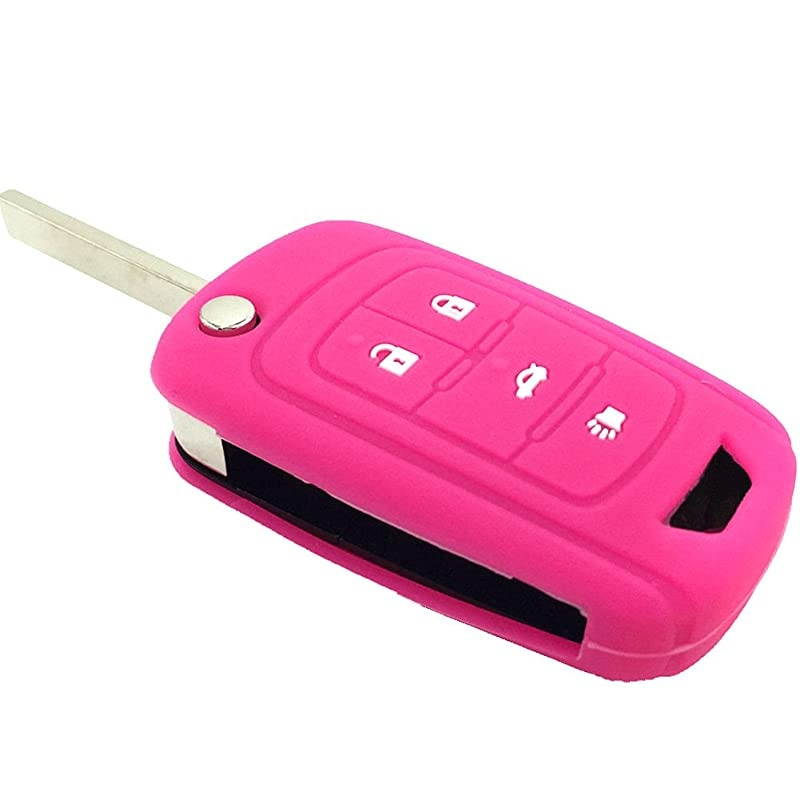 Hot Pink 4 Buttons Key Cover for Flip Folding Key Case Cover Silicone cover for 2010 2011 2012 2013 2014 Camaro