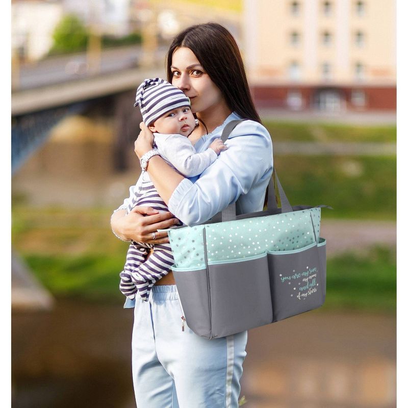 Baby Essential Kisses & Stars 5-in-1 Tote - Aqua