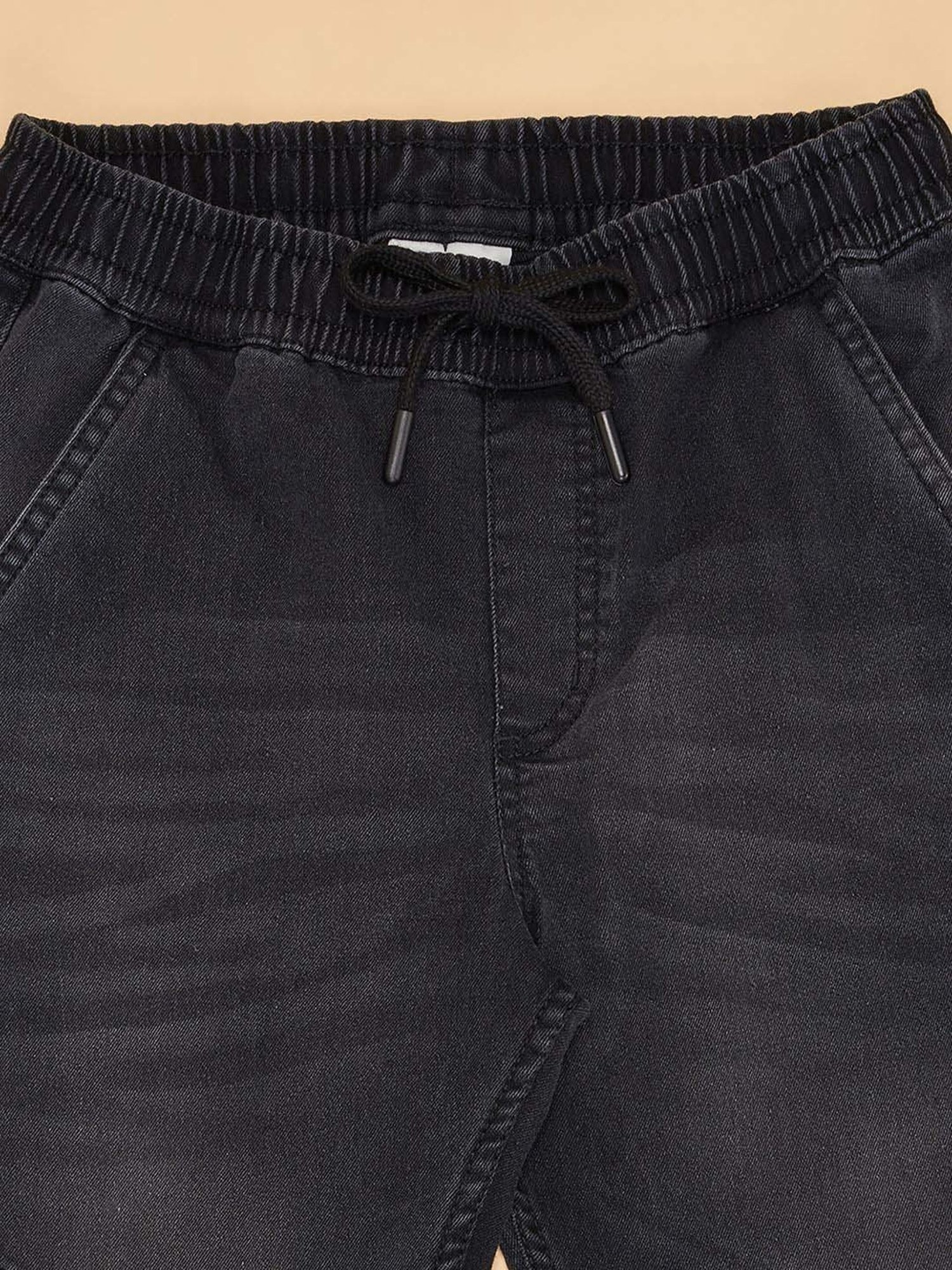 Pantaloons Junior Kids Jet Black Cotton Regular Fit Full Sleeves Jogger