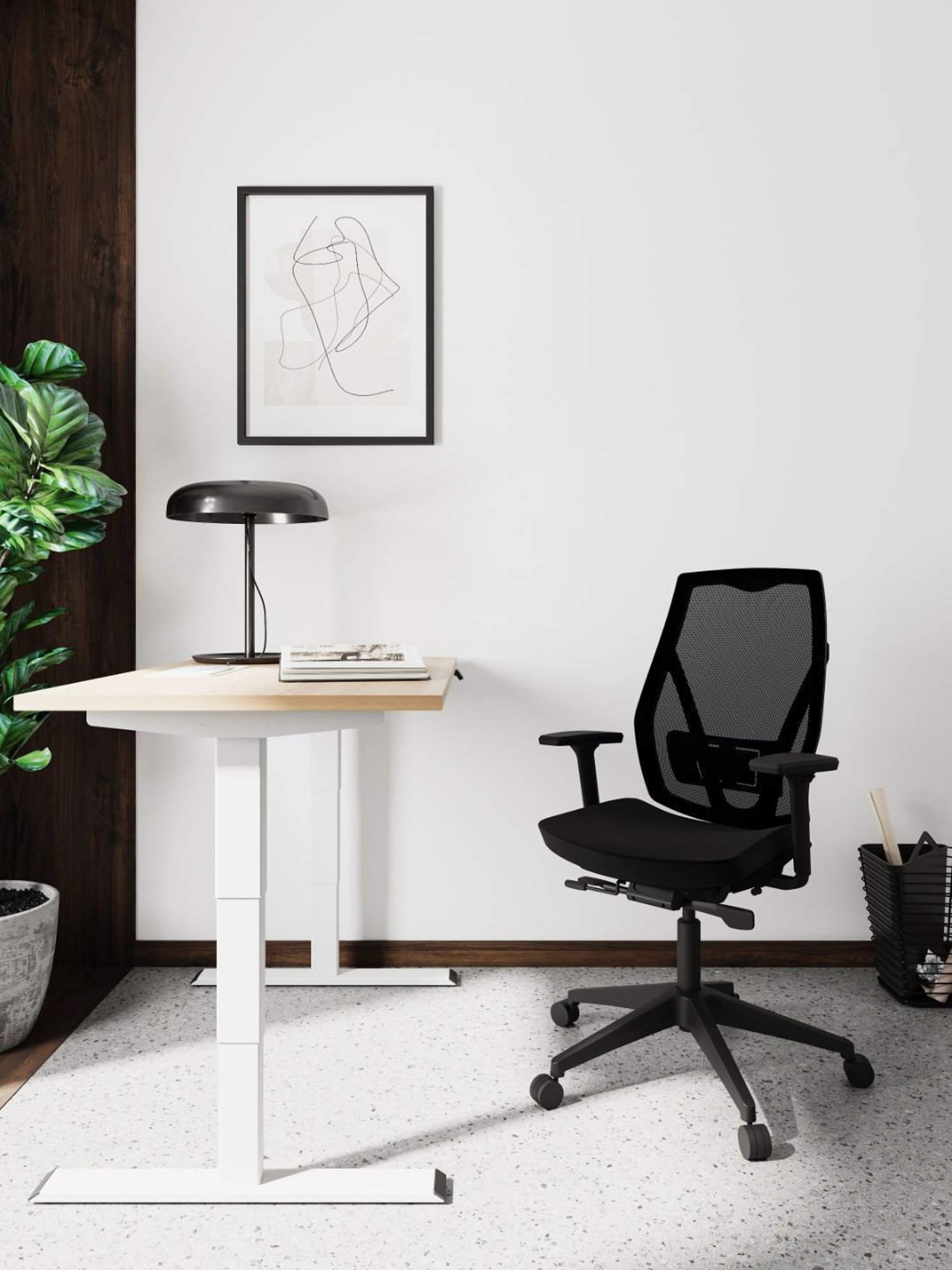 HNI India Verta Black PU Foam Lumbar Support Desk Chair