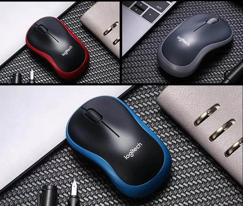 Logitech M186 Mouse Optical Ergonomic 2.4GHz Wireless USB 1000DPI Mice Opto-electronic Both Hands Mouse for Office Home Laptop red