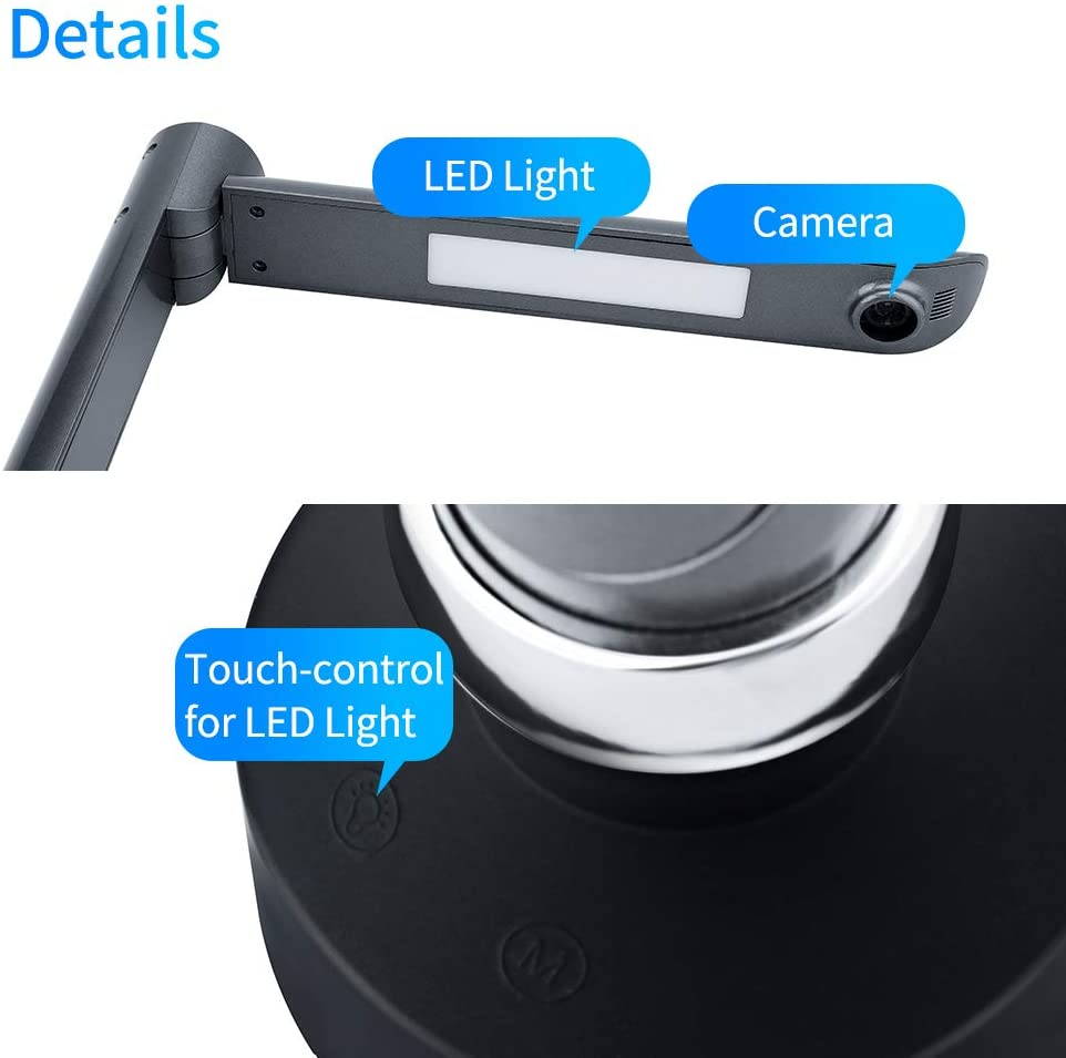 BK F60A 5 Million Pixels Document Camera High Definition Portable Scanner A4 Scanners Smart Office Desk Lamp for File Recognition,  Online Classes and Office Card Passport Recognition Document Camera